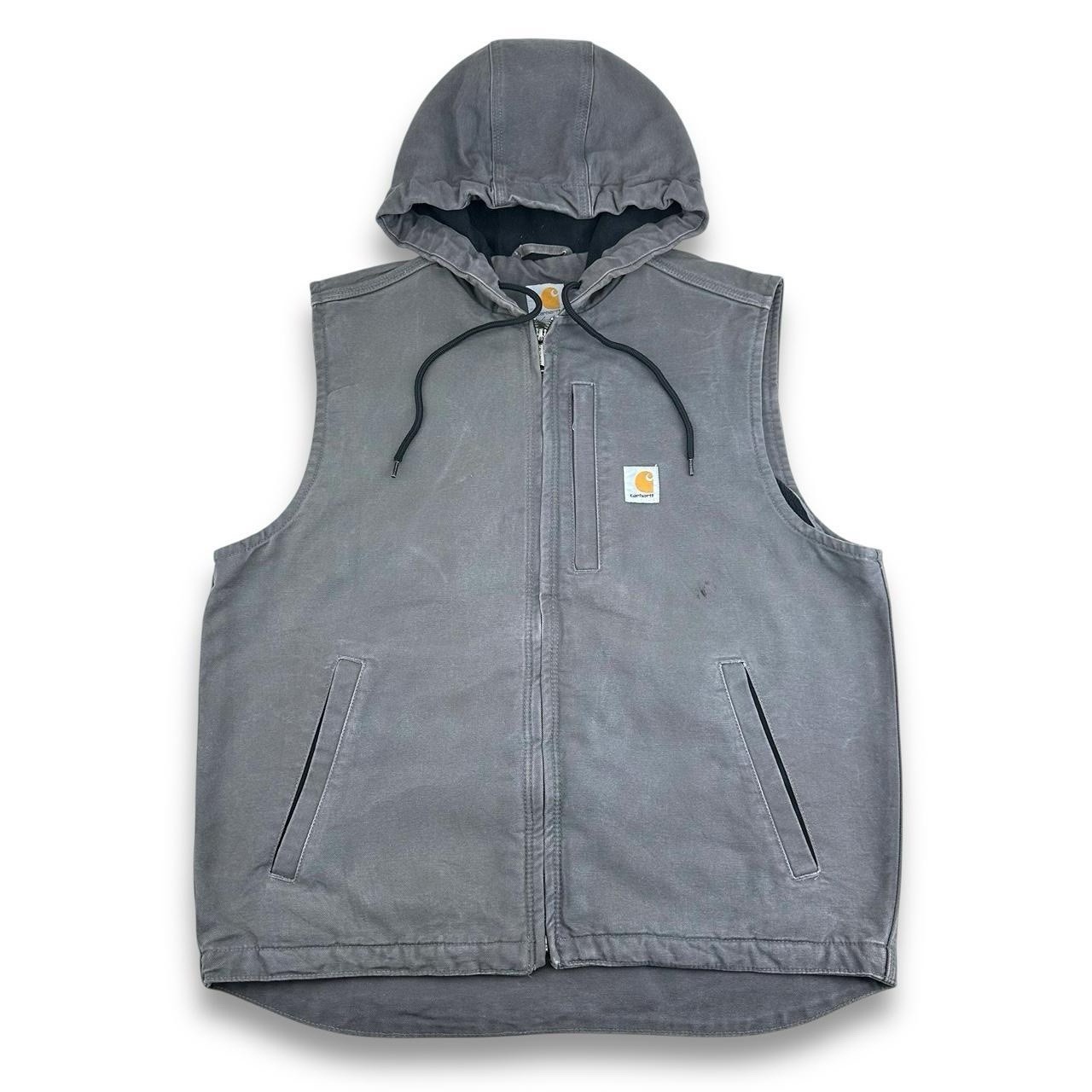 Vintage Carhartt 103837 GVL Hooded Utility Work Vest Gilet, Grey, Medium (CB828)