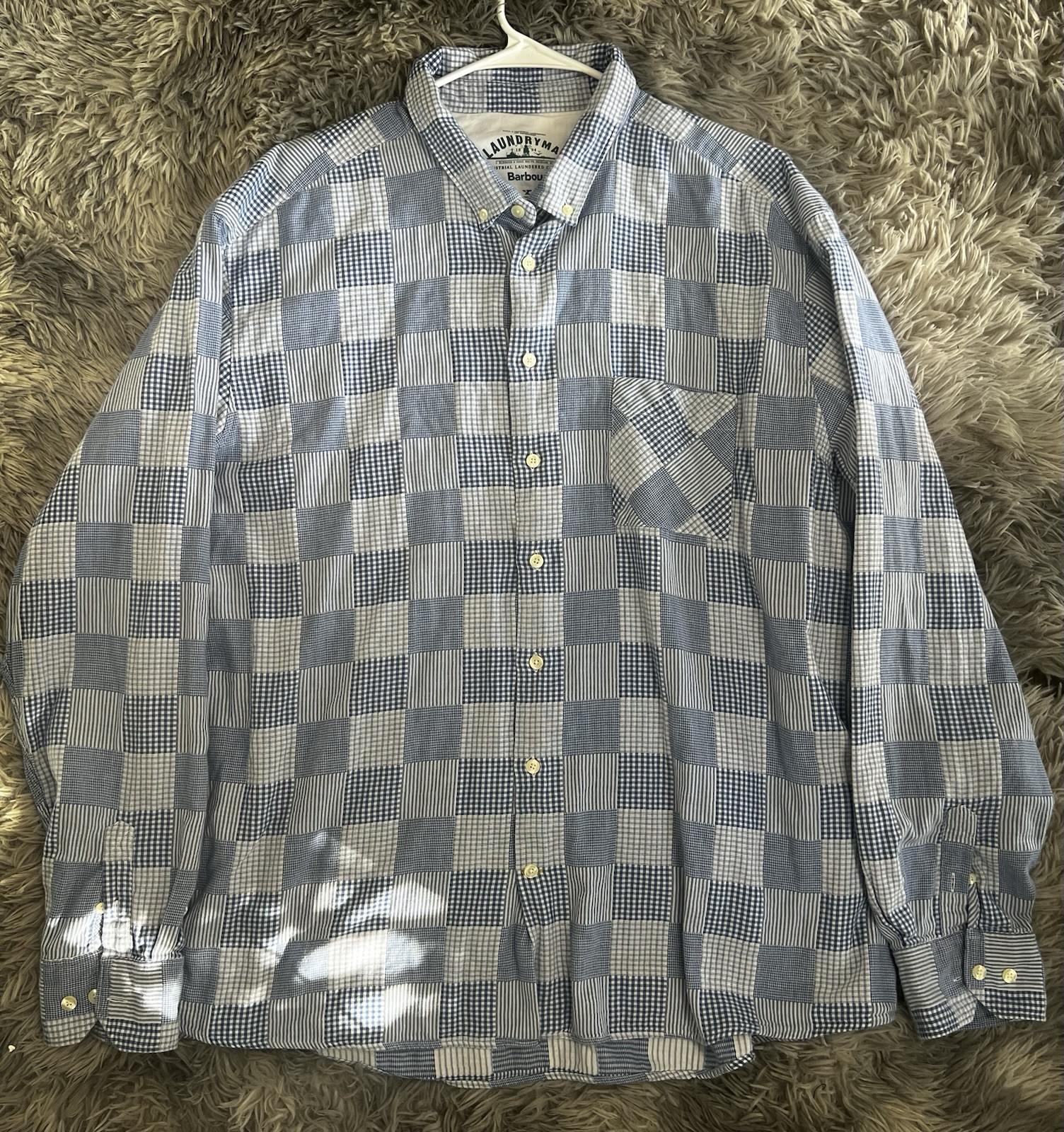 Barbour Button Down Gingham Patchwork Shirt Size … - image 1