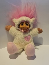 Russ Troll Doll Vintage 90s Soft Bodied Sheep Lamb Outfit Pink Heart Hair Y2K