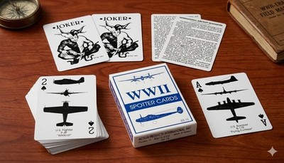 WWII Aircraft Spotter Playing Cards Action Products International 1991 Deck Mint