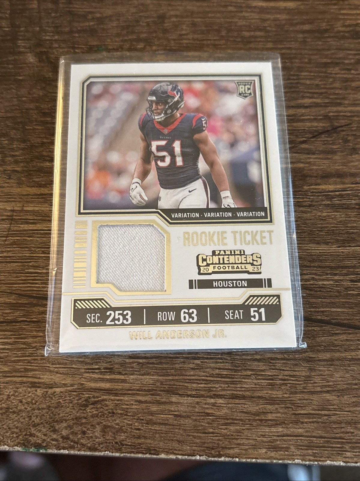 2023 Panini Contenders - Rookie Ticket Swatches Will Anderson #TS37 (MEM, RC)