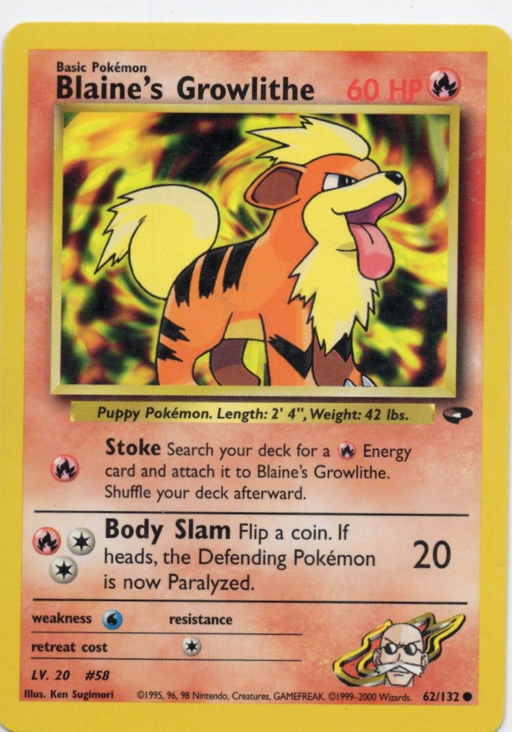 Pokemon Blaine's Growlithe Gym Challenge 62/132 Unlimited LP