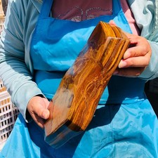 2750G Large Natural Tiger's Eye Quartz Crystal Rough Mineral Specimen MH1227
