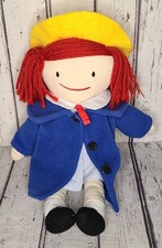 14" Yottoy 2013 Madeline Plush Stuffed Doll Red Yarn Hair Yellow Hat Blue Jacket