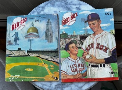 Pair of Original Red Sox Official Yearbook Records of All Players - 1957 - 1958