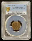 1909-S VDB Lincoln cent PCGS Genuine cleaned UNC detail     VW22