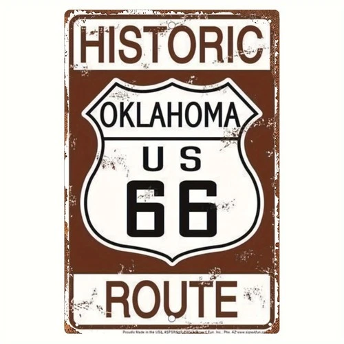 Vintage Oklahoma Route 66 Tin Metal Signs Home Décor Heavy-Duty Vintage Route 66