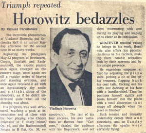 VLADIMIR HOROWITZ Russian pianist Chicago Tribune reviews 1968