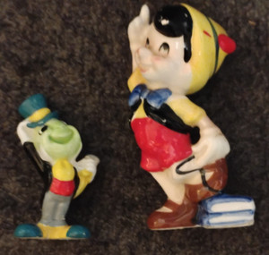 Disney Japan Pinocchio & Jiminy Cricket Porcelain Statues