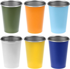 6 Pack 17.6oz 304 Stainless Steel Pint Cups Stackable Reusable Drinking Cups Set