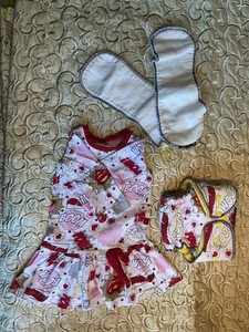 NEW SET WHAM Diaper Dress LittleFancyPants Cotton Velvet AIO, OS made in USA 