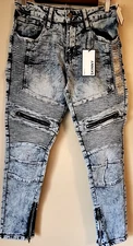 Rue 21 Supreme Flex 28/30 Skinny Jeans Men Zippers Fabric Detailing Acid Wash