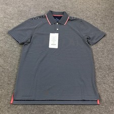 Brooks Brothers Polo Shirt Mens Medium Navy Stripe Golf Performance