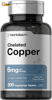 Chelated Copper Supplement 6Mg | 300 Tablets | Essential Trace Mineral | Vegeta