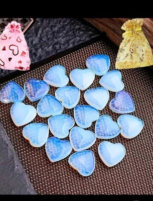 10 Mondstein Kristall Herzen Naturheil Palmensteine blau Edelsteine