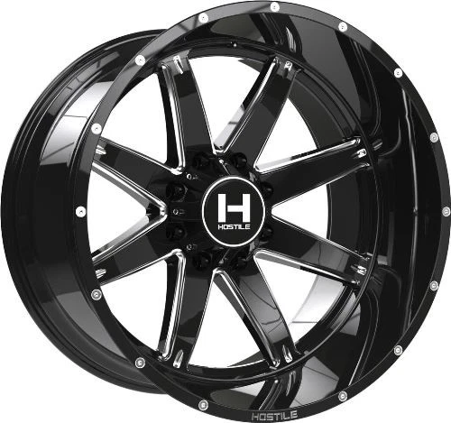 22x12 Hostile H109 Alpha Blade Cut (Blk Milled) Wheel 8x180 (-44mm) - Picture 1 of 5