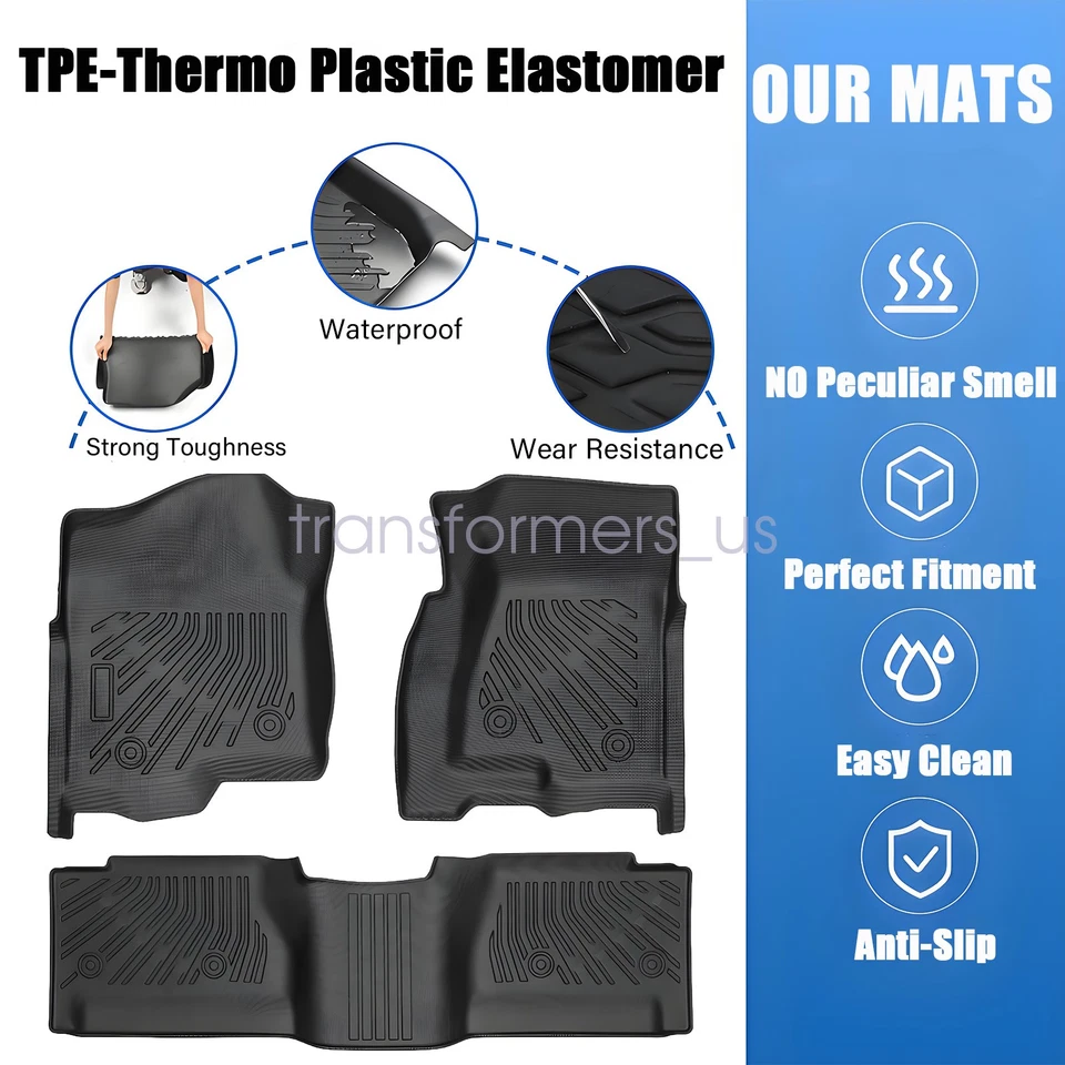 TPE Floor Mats Liners Fits 1999-2006 Silverado/Sierra 1500/2500 Extended Cab Blk - Изображение 3 из 4