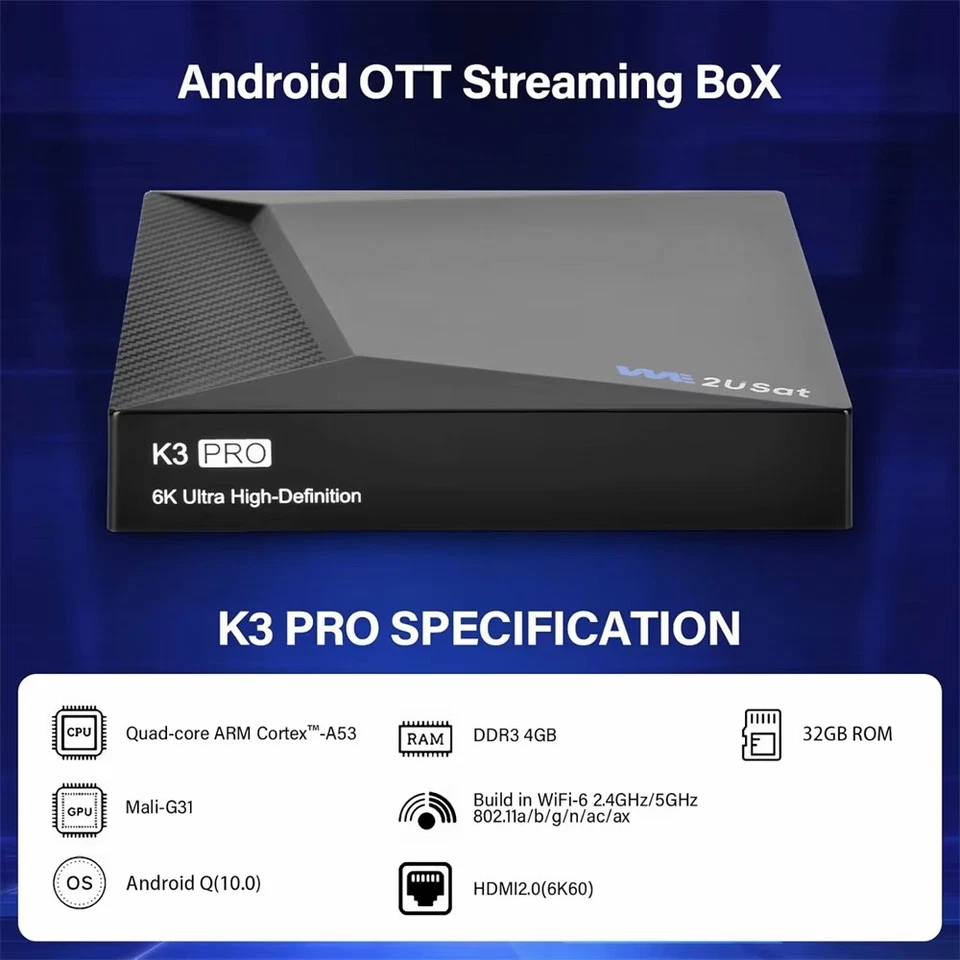 We2USat K3 PRO Android 11 Streaming Media Player with Voice Control 2025 NEW - Image 4 of 4