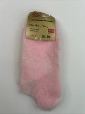 VTG Socks 80's Fuzzy Feet 70s Pink Low Cut Acrylic Hanes Beverly Jane 8-11