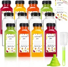 Leaflai 12 Stück Saft-Flaschen 350 ml Schnaps-Flaschen mit Deckel leere Flaschen