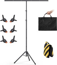 T-Shape Backdrop Adjustable Background Stand Screen Holder with 6 Spring Clamps