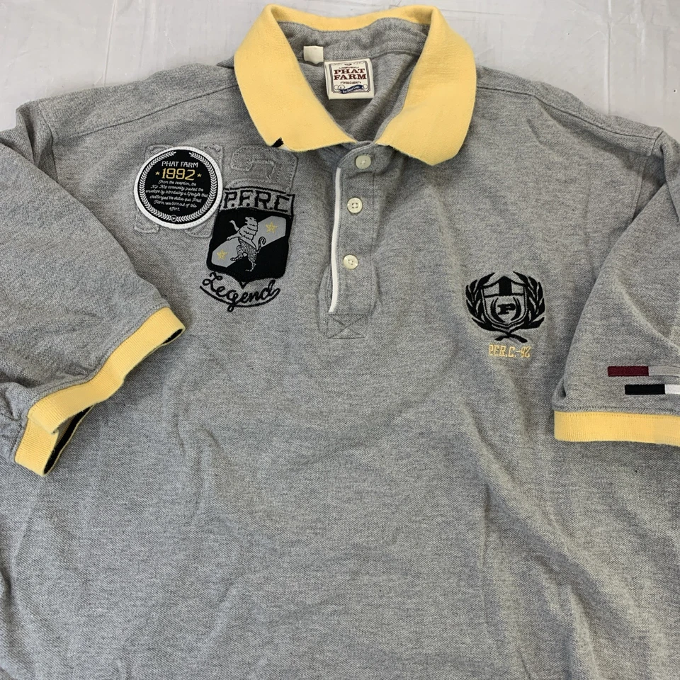 Camisa de Colección Phat Farm Para Hombres XL Polo Manga Corta Hip Hop Bordada Y2K Preppy Foto 3 de 4