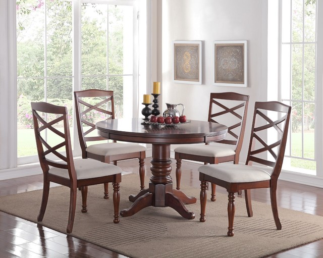 Country Chic 5 Piece Round White Dining Table Set Zin Home