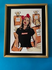 DEATH NYC Hand Signed LARGE Print Framed 16x20in KATE MOSS WITH RED BOW DRIP @