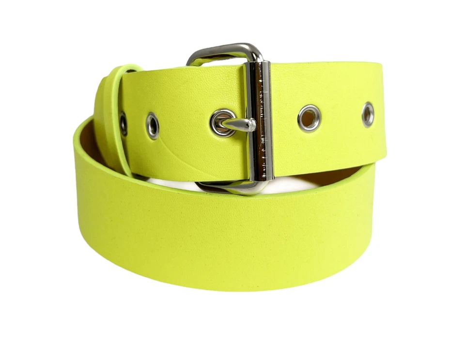 Premium Vegan Belt Pastel Neon Colors 1 1/4" Wide Grommet Holes Snap Off Buckle - Image 4 of 4