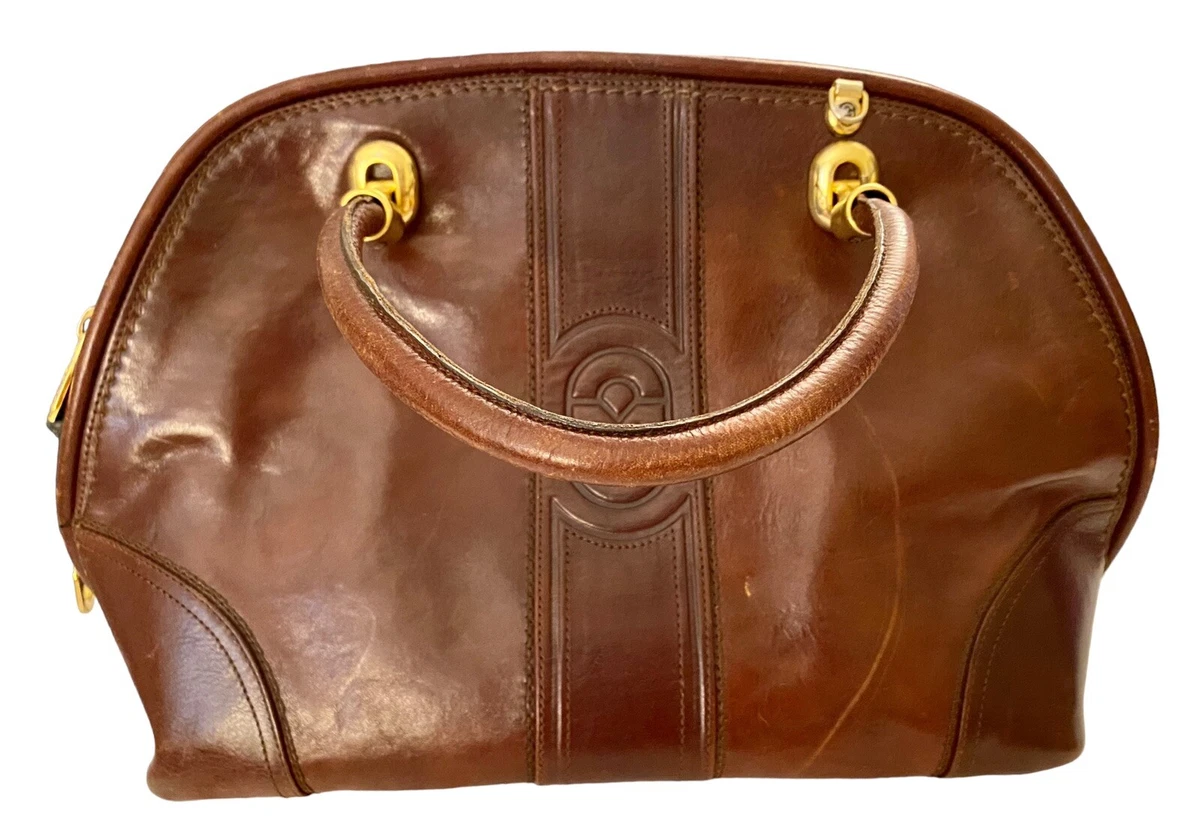 Marino Orlandi Vintage Brown Glazed Leather Large Shoulder Bag Tote Purse  Italy | eBay