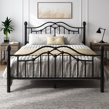 Full/Queen Metal Bed Frame with Headboard and Footboard Underbed Storage Space