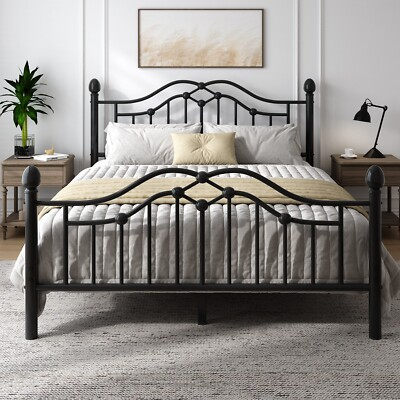 #ad Full Queen Metal Bed Frame with Headboard and Footboard Underbed Storage Space $134.99