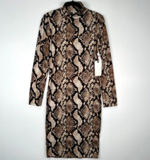 Leith Dress Women Small Stretch Snake Long Sleeve Bodycon Work Party Core Ne