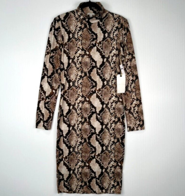 Leith Dress Women Small Stretch Snake Long Sleeve Bodycon Knee Work Party Core
