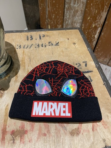 Marvel Spider-Man Beanie Hat Black Mix WinterWear Outdoors Kids Size 3-6 Years - Picture 7 of 12