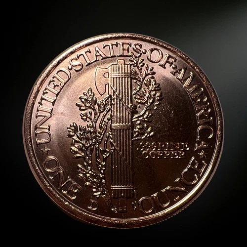 1 OZ Mercury Dime Round .999  Copper Bullion Restrike (BU)