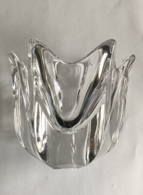 Orrefors Sweden Belle Crystal Tulip Vase Bowl Candleholder 4  6 Petals