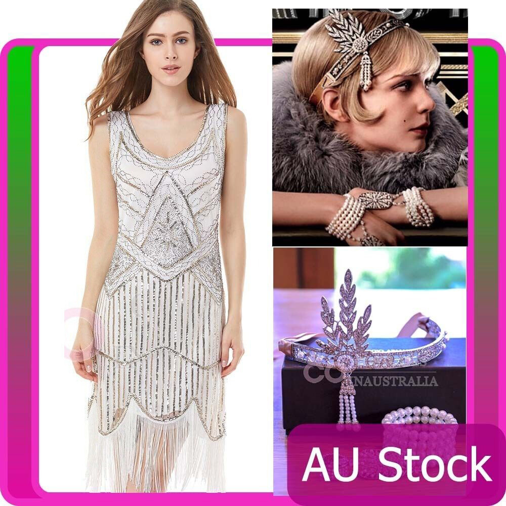 Deluxe Ladies 20s 1920s Roaring Flapper Costume Sequin Gatsby 20's Fancy Dress - Foto 2