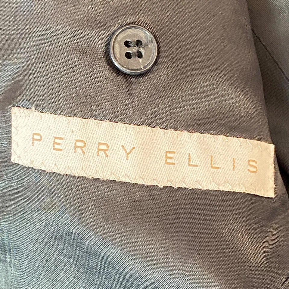 Blazer Vintage Perry Ellis Hombres 42L Azul Marino 2 Botones Chaqueta Deportiva Hecha en EE. UU. Foto 4 de 4