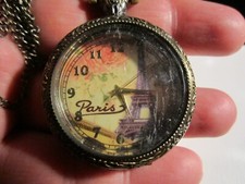 PARIS FRANCE THEME POCKET WATCH RUNS GREAT -GW-22A