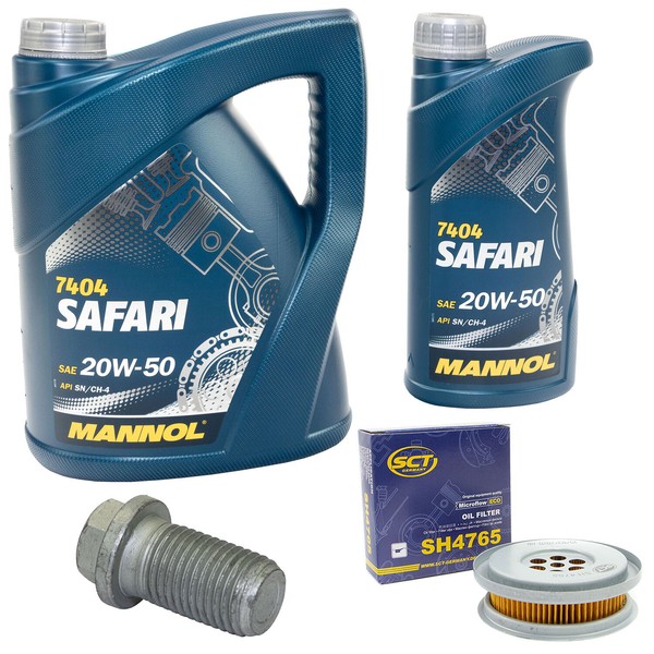 MotoröL Set 20W-50 6 Liter + ÖLfilter SH 4765 + Schraube FüR Mercedes E-Klasse-image