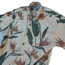 AFTCO Bluewater Hawaiian Men's Floral Shirt Large Button Up Fishing Floral USA