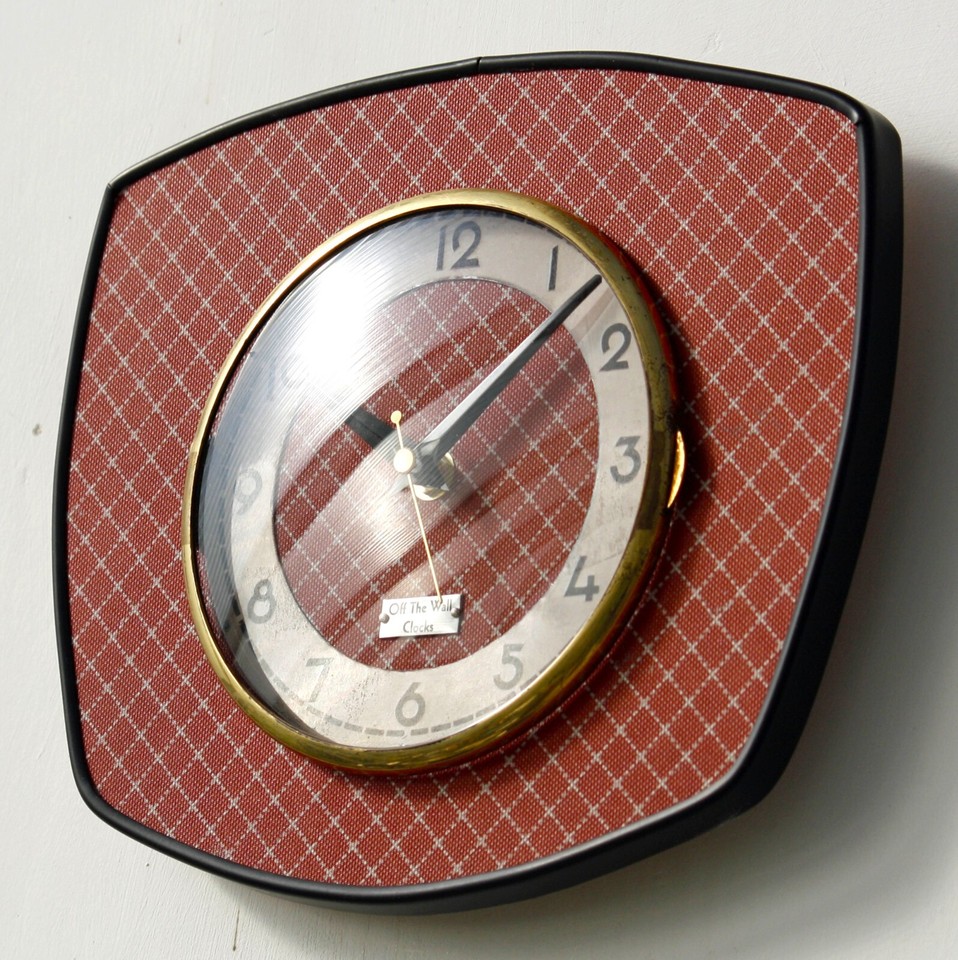 NEW 26cm Mid Century Red Wall Clock Atomic Retro Vintage French