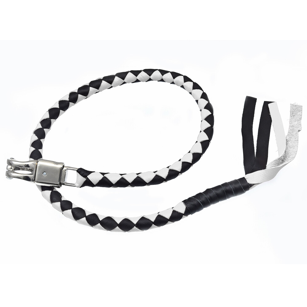 Biker Whip Black& White Leather in 42