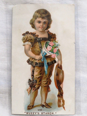 Victorian Trade Card ''Muzzy's Corn Starch'' for Baking Cakes & Recipes  Pre-Owned