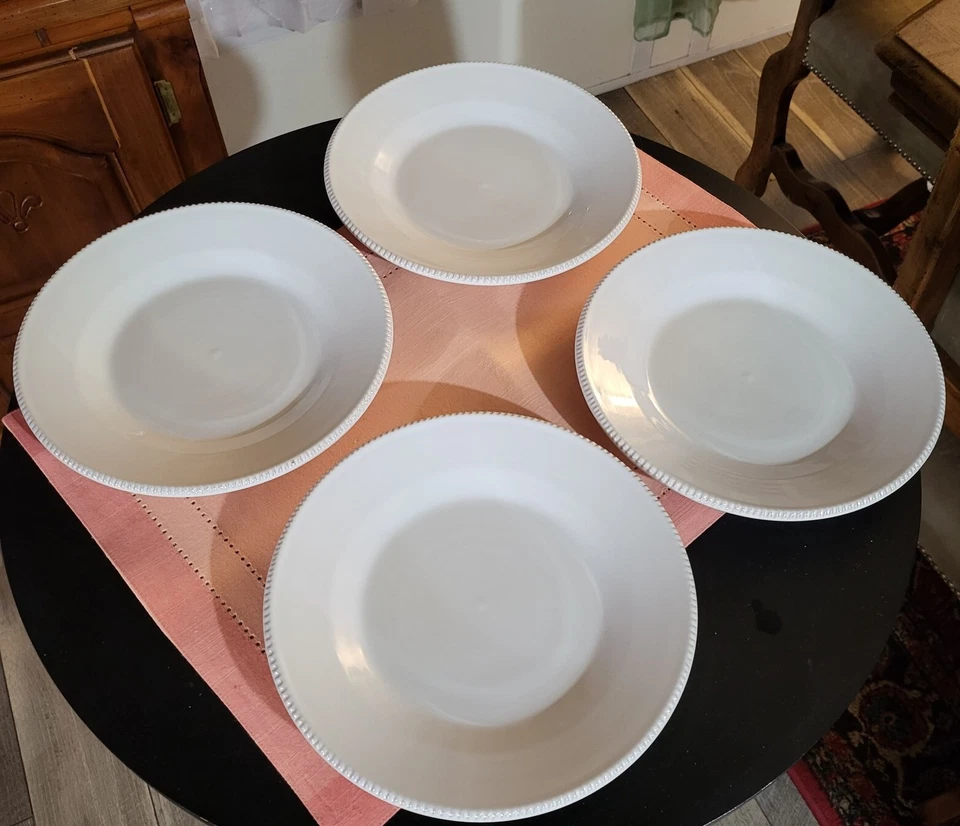 4 POTTERY BARN GABRIELLA WHITE SALAD PLATES 9 1/2" PORTUGAL 🇵🇹  - Image 4 of 4