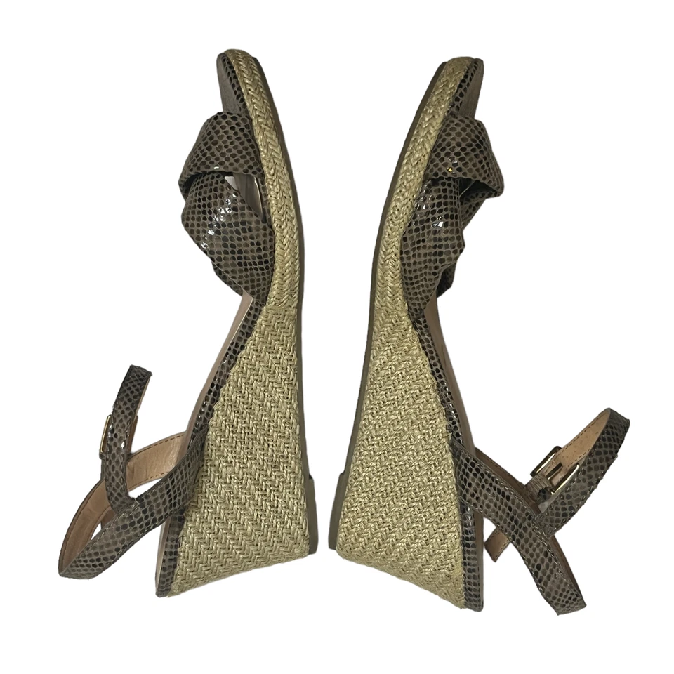 Sandalias alpargata de tacón de cuña de piel de serpiente Faded Glory negras tostadas talla US9.5 Foto 4 de 4