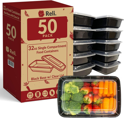 Meal Prep Containers (50 Pack, 32 Oz.) | 1 Compartment Food Containers with Lids