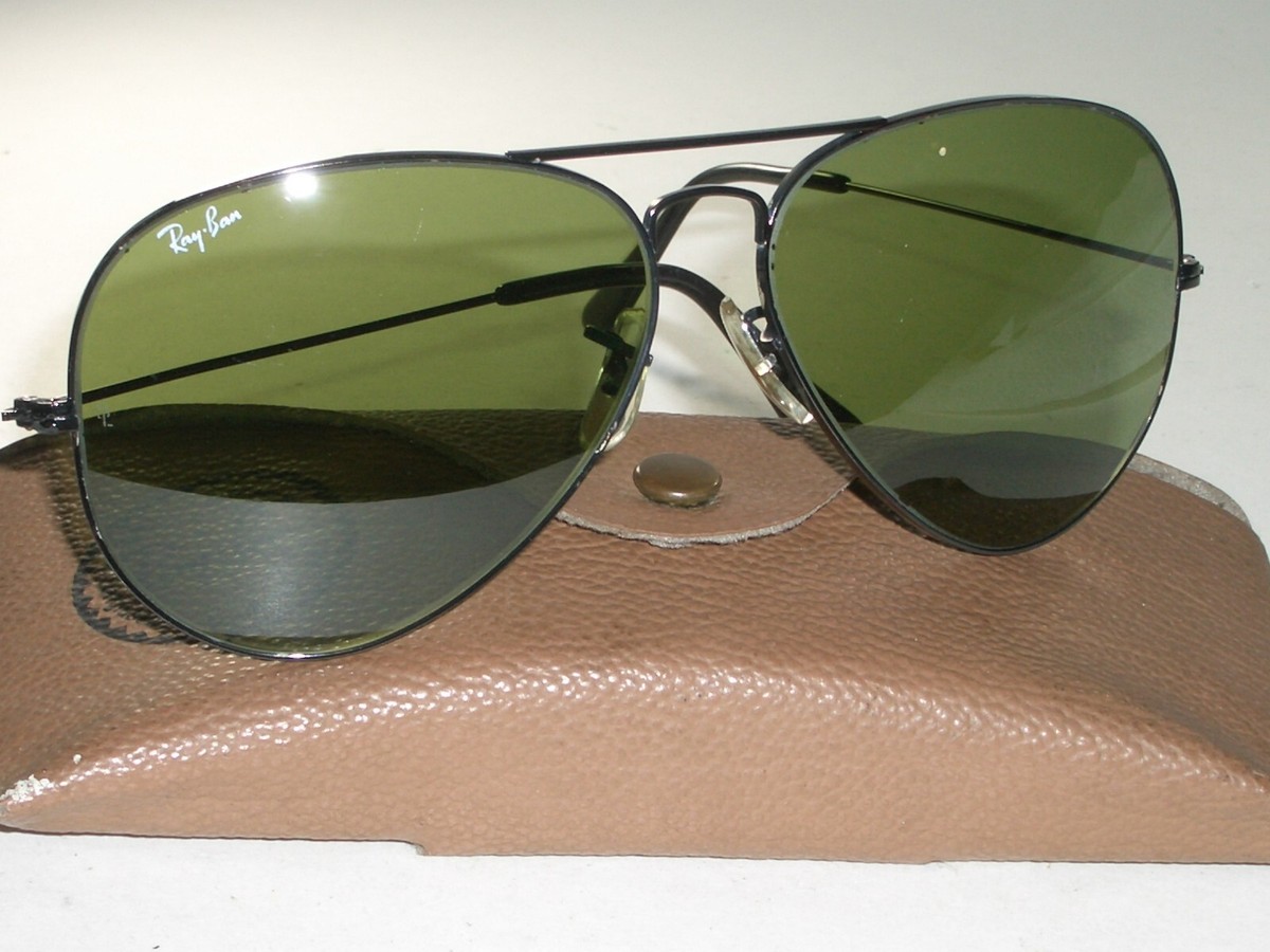 62-14 VINTAGE B&L RAY-BAN L2824 RB3 TRU-GREEN LARGE METAL II