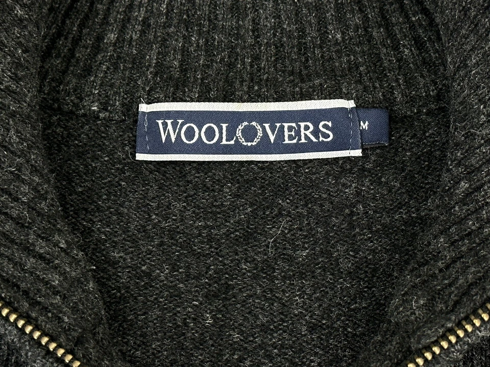 Suéter Woolovers Para Hombre Gris Medio 100% Lana Cuarto Cremallera Manga Larga Cuello Simulado Foto 4 de 4